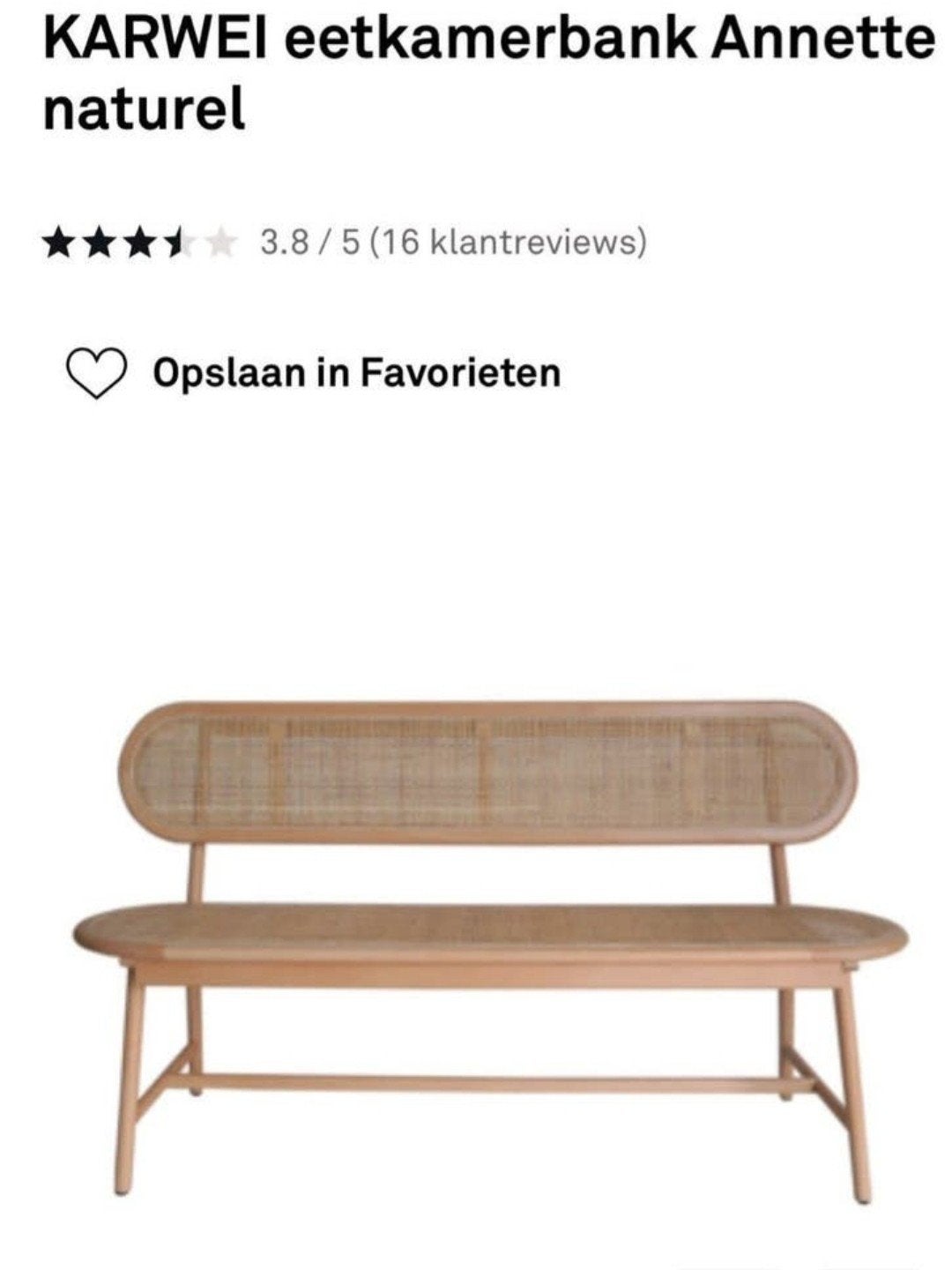 Karwei eetkamerbank Annette, nieuw, Huis en Inrichting, Ophalen, Overige kleuren, Nieuw, Eén