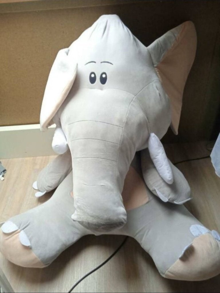 Grote olifant knuffel 100 cm grijs met slagtanden, Ophalen, Overige merken, Grijs, Zo goed als nieuw