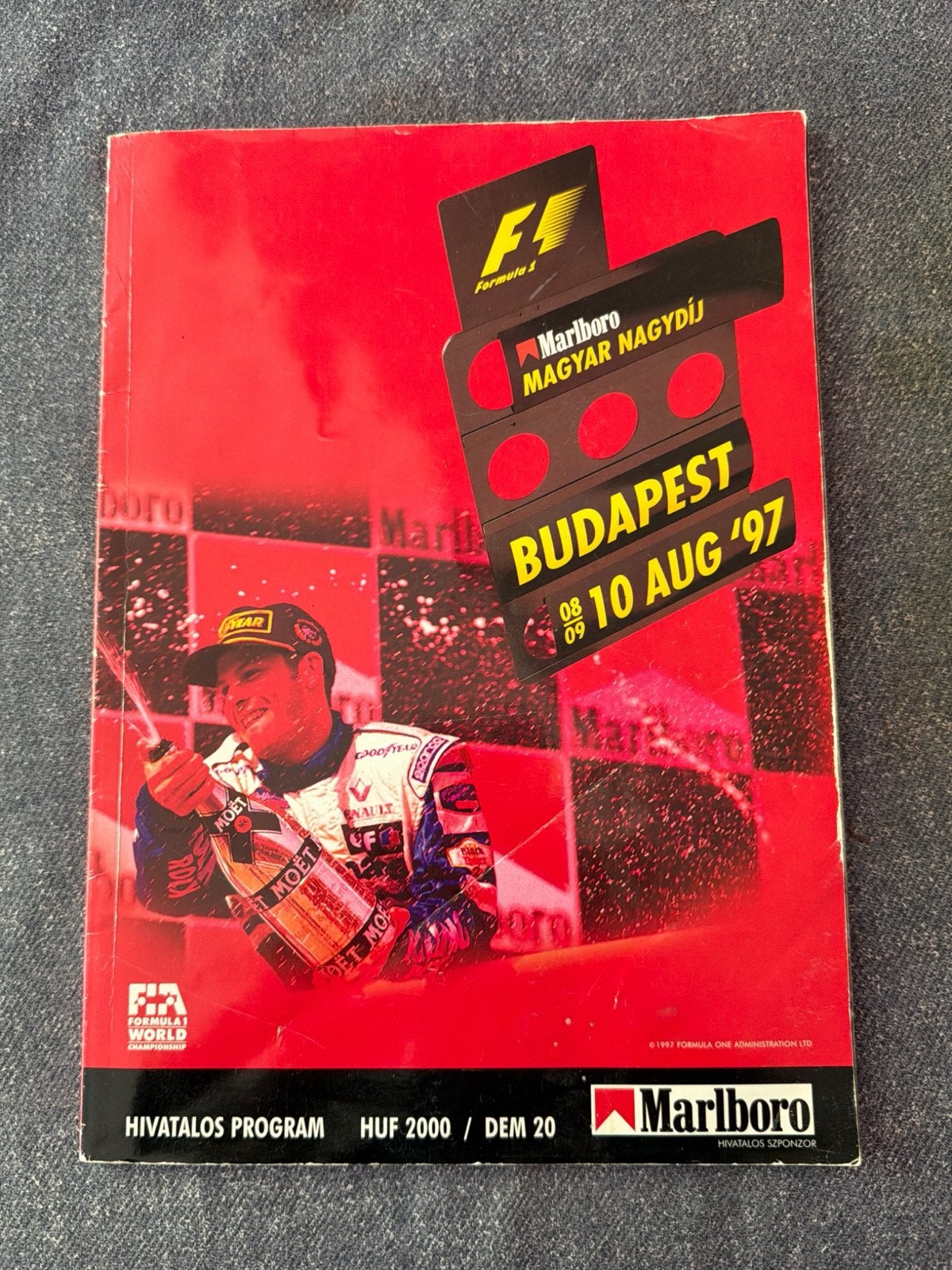 F1 Marlboro Magyar Nagydíj 1997 Programboek met handtekening, Ophalen, Gelezen, Sport en Vrije tijd