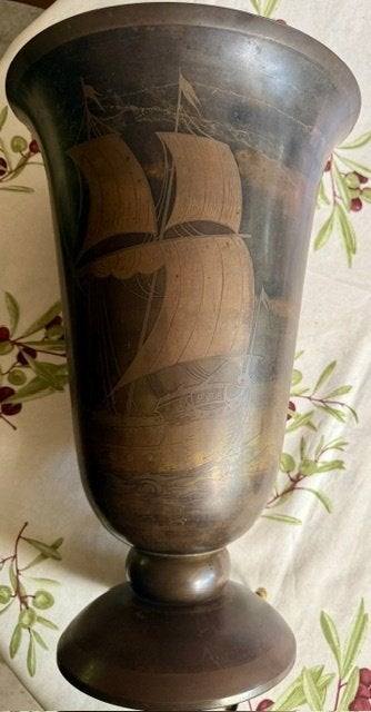 Art Deco plafondstraler, frans, gepatineerd, schip, Ophalen of Verzenden