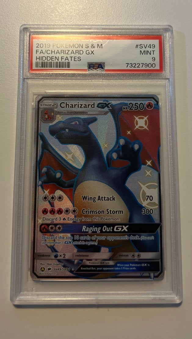 Charizard GX SV49/SV94 - Hidden Fates - PSA 9, Ophalen of Verzenden, Zo goed als nieuw, Losse kaart, Foil