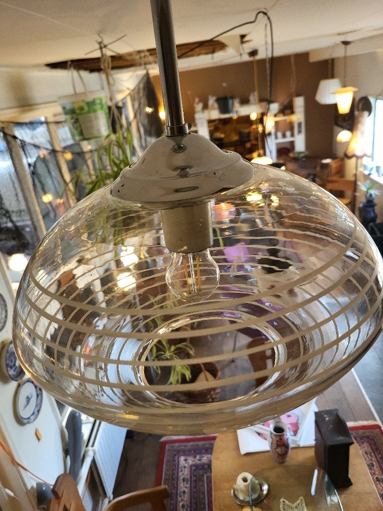 Peill & Putzler designlamp frosted banen space age tijdperk, Ophalen of Verzenden, Glas, Vintage design space age eclectisch minimalistisch