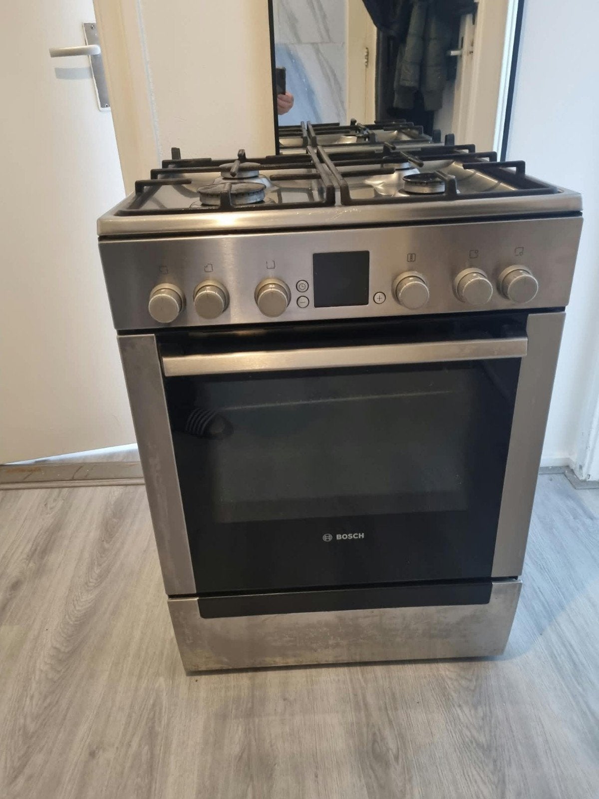 Bosch Gasfornuis met Oven - RVS, Goed Werkend, Ophalen, Gebruikt, 4 kookzones, Gas