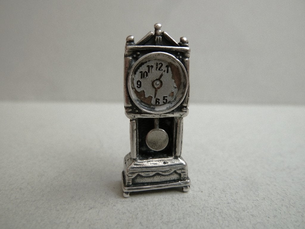 Oude Beau Bedel zilver Grootvaders Klok Staande Klok beweegt, Verzenden, Zilver, Hanger