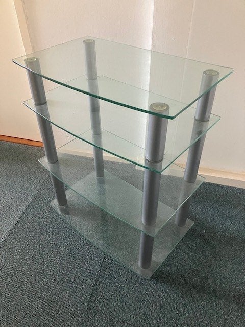 TV-tafel glas, Ophalen, 50 tot 100 cm, Zo goed als nieuw, Glas