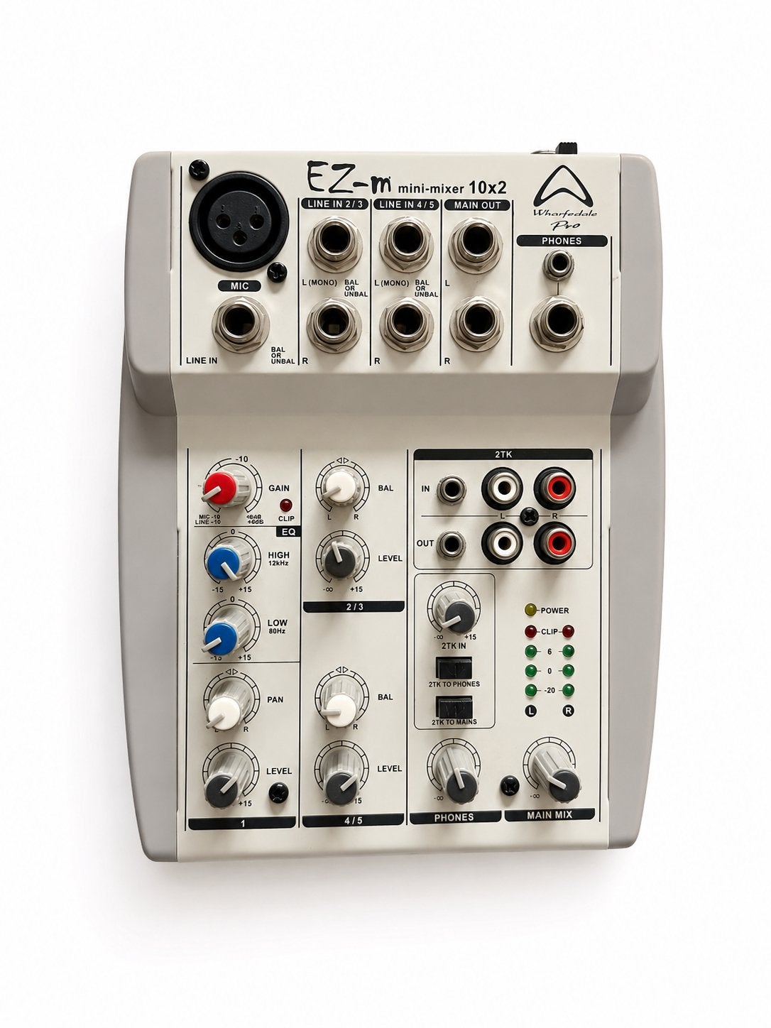 Wharfedale Pro EZ-M 10x2 mini mixer + adapter, Ophalen of Verzenden, Zo goed als nieuw, Minder dan 5 kanalen, Microfooningang
