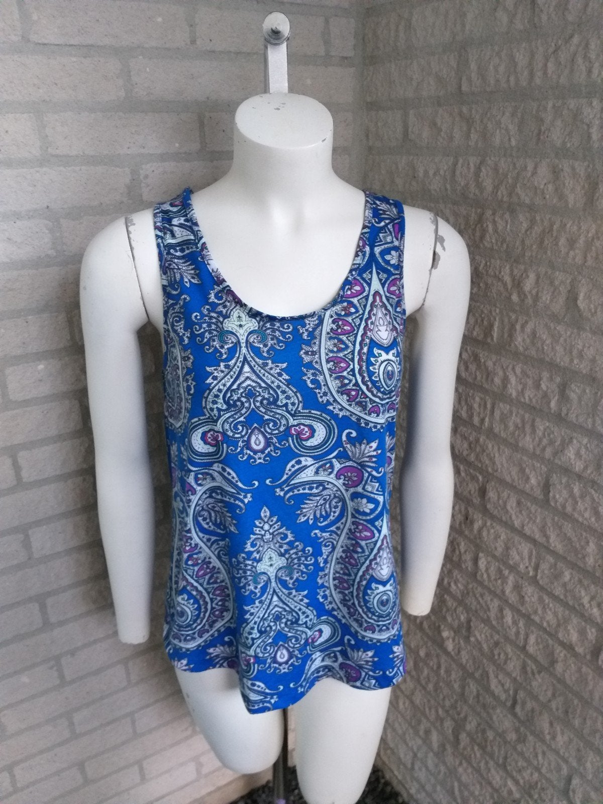 Top met print maat M, Kleding | Dames, Tops, Blauw, Ophalen of Verzenden, Gedragen, Maat 36 (S)