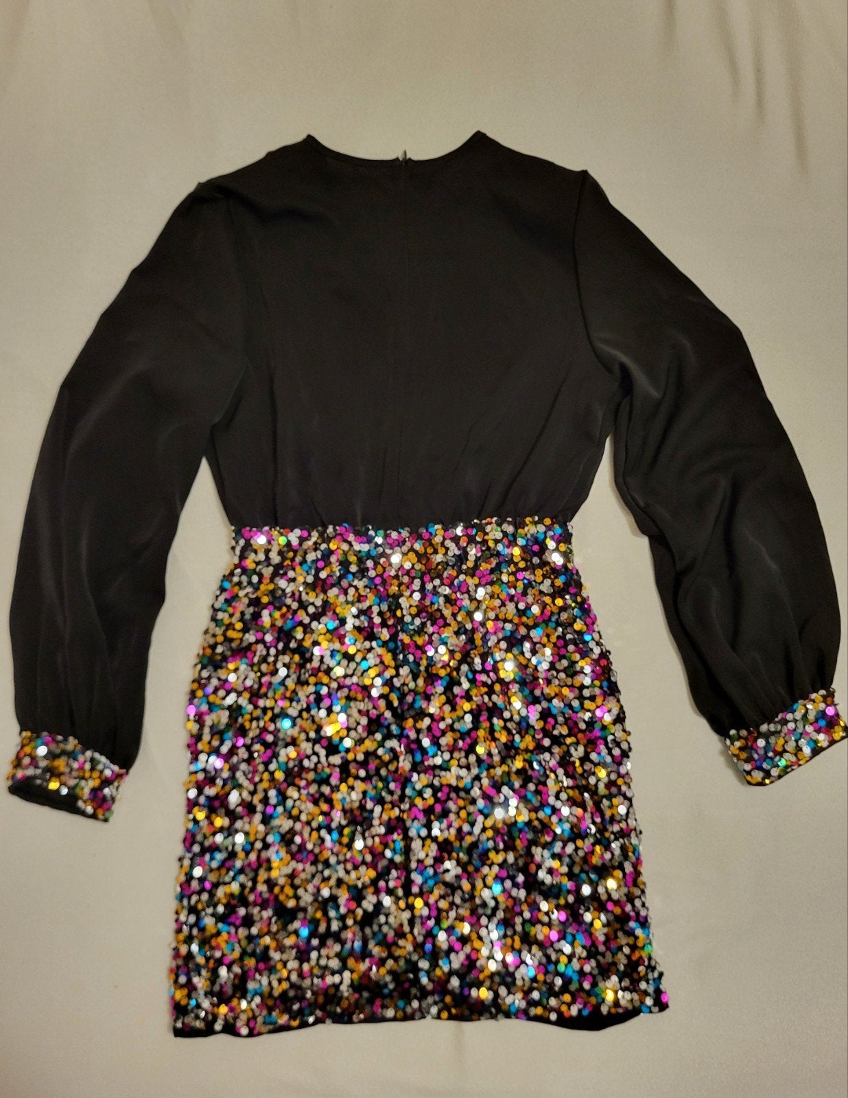 Zwarte jurk met pailletten, Zwart, Gedragen, Boven de knie, Shein