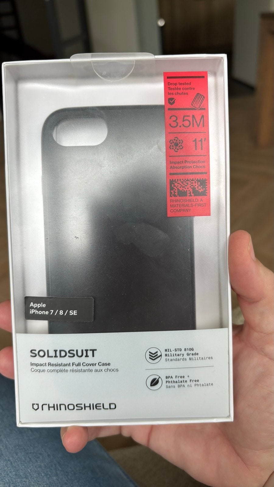 RhinoShield SolidSuit Hoesje iPhone 7/8/SE (2020/2022) Zwart, Kunststof, Zwart, Overige merken, Hoesje of Tasje