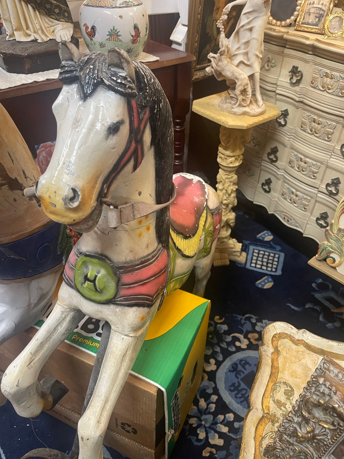 Antiek houten speelgoedpaard, handgeschilderd, Ophalen of Verzenden