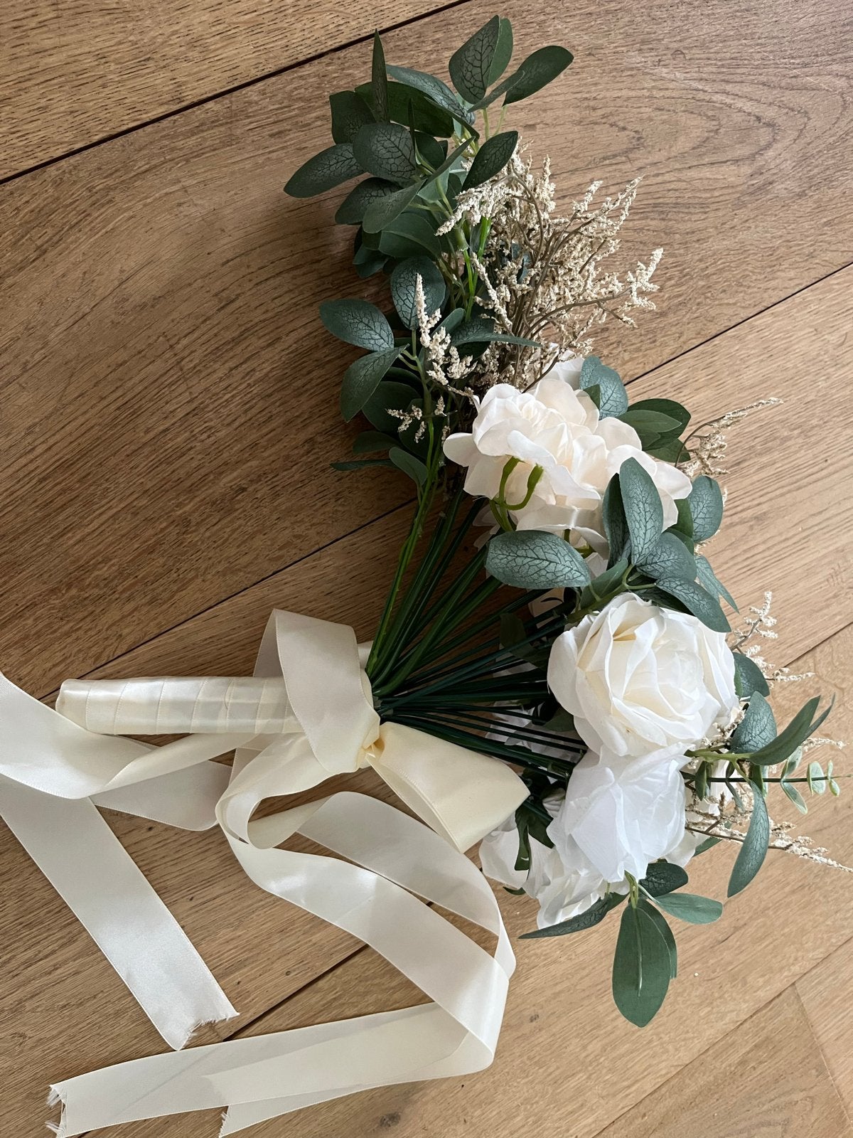 Bruidsboeket Kunstbloemen - Crème/Wit, Ophalen of Verzenden, Zo goed als nieuw