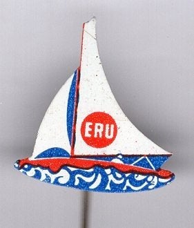 ERU smeerkaas zeilscheepje blik speldje ( F_117a), Verzamelen, Ophalen of Verzenden, Zo goed als nieuw, Merk, Speldje of Pin
