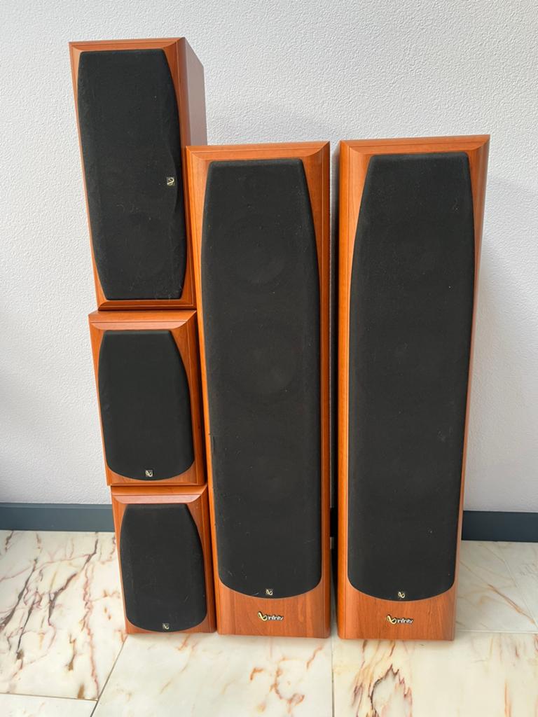 Complete Infinity Alpha 5.0 Luidsprekerset (Kersenhout), Audio, Tv en Foto, Luidsprekers, Gebruikt, Complete surroundset, 120 watt of meer