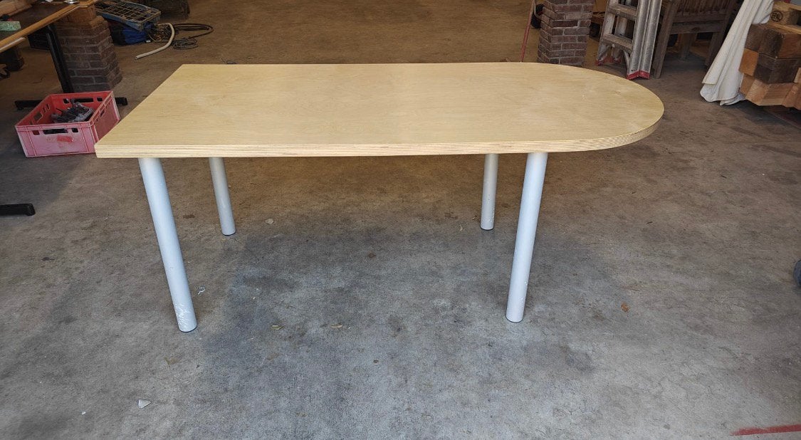 Tafel multiplex 40 mm dik blad L 175x  B 84 cm, Huis en Inrichting, Ophalen, Gebruikt, 50 tot 100 cm, Vijf personen of meer