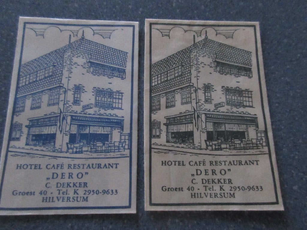 2 x Hilversum, hotel-café-rest. Dero, Verzenden, Nederland