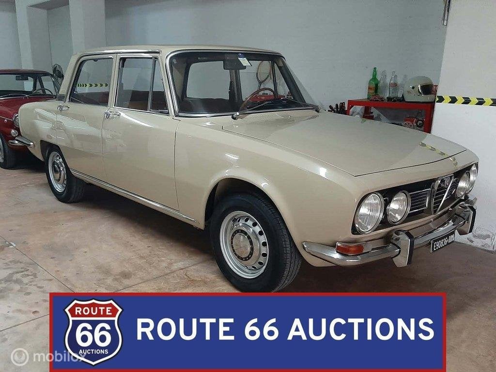 Alfa Romeo 1750 Berlina | 1969 | Route 66 Auctions, Auto's, Overige carrosserieën, Zwart, Bedrijf, Handgeschakeld