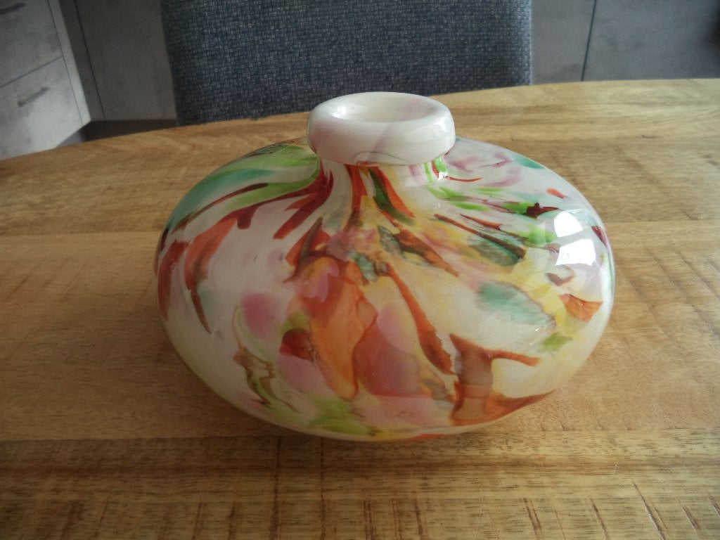 Fidrio Holland mondgeblazenglazen vaasje., Handgemaakt, Meerkleurig, Ophalen of Verzenden, Glas