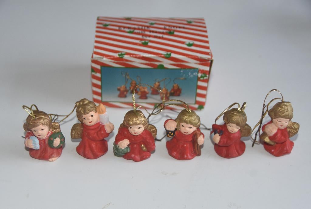 6 Keramieken Kerstengeltjes Kerstversiering Kerst, Diversen, Kerst, Verzenden