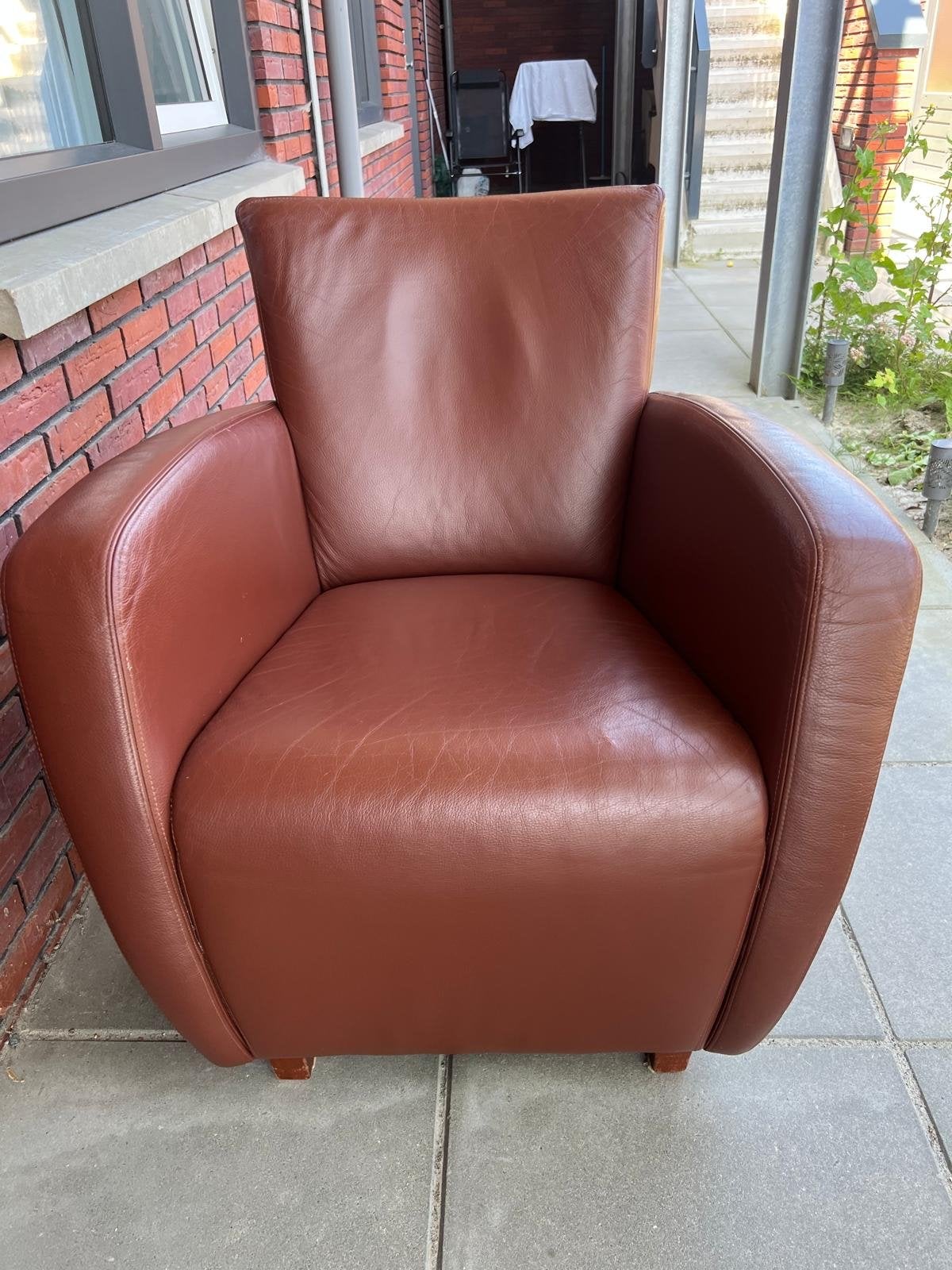 Comfortabele leren fauteuil - Bruin, Ophalen, Gebruikt, Leer, 75 tot 100 cm
