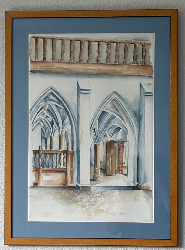 Aquarel van Cor van Egmond, Antiek en Kunst, Kunst | Schilderijen | Klassiek, Ophalen of Verzenden