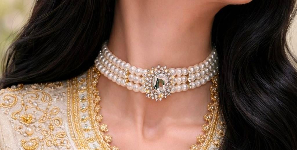Marokkaanse parel witte choker, Sieraden, Tassen en Uiterlijk, Kettingen, Verzenden, Wit, Overige materialen