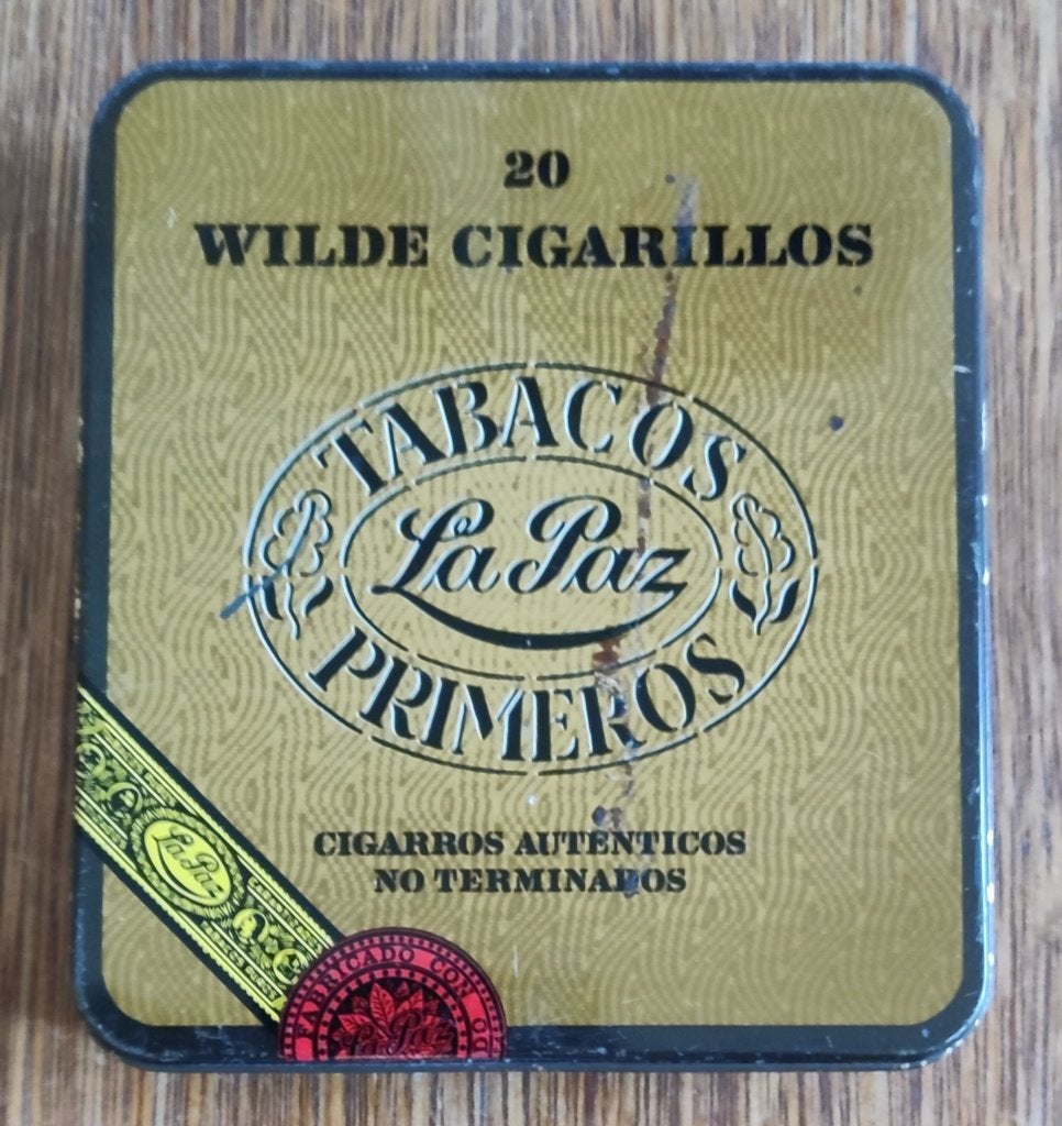 Blikje 20 wilde cigarillos Tabacos Primerios La Paz, Ophalen of Verzenden, Gebruikt, Tabaksdoos of Verpakking
