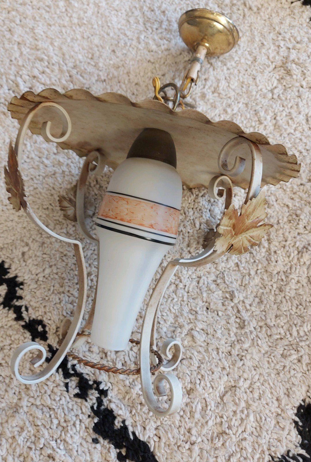 Vintage Shabby Chic Hanglamp Jaren '30-'50, Ophalen of Verzenden