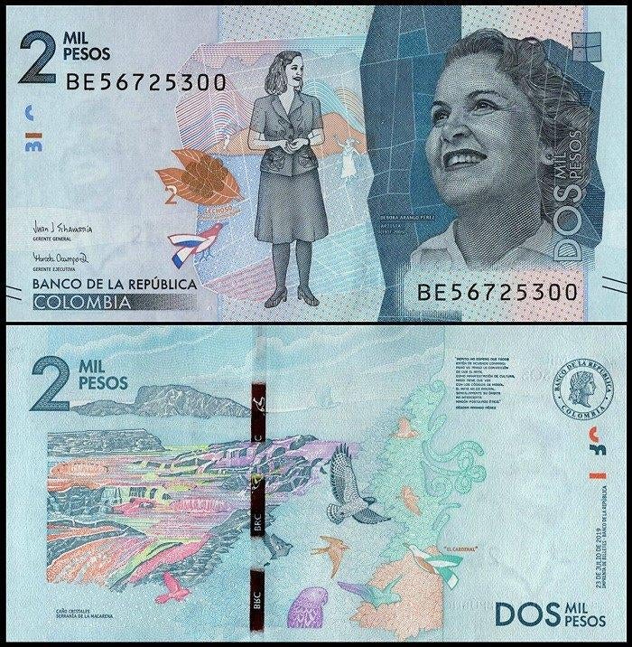 Columbia 2016/2021, de 3 nieuwste bankbiljetten (UNC), Verzenden, Zuid-Amerika, Setje