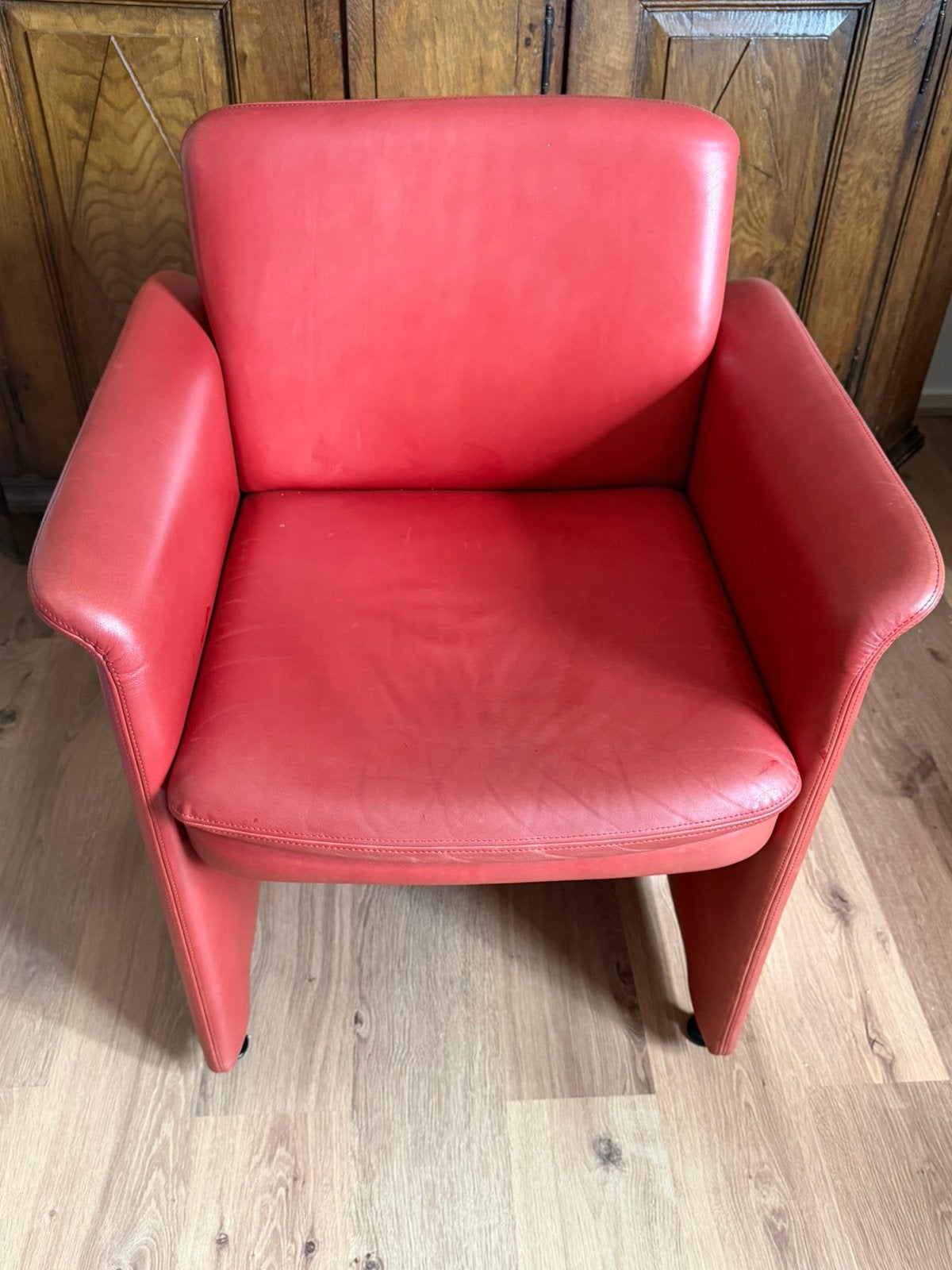 Leren rode stoel, Ophalen, Gebruikt, 50 tot 75 cm, Leer