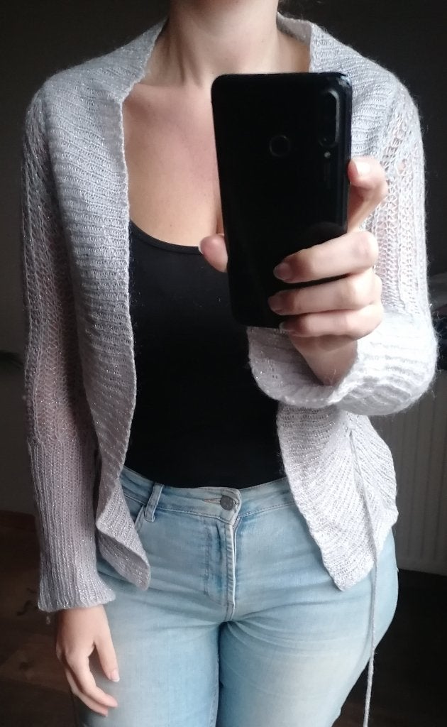 Lichtgrijze gebreide bolero met glitter M, Maat 38/40 (M), Only, Verzenden, Nieuw