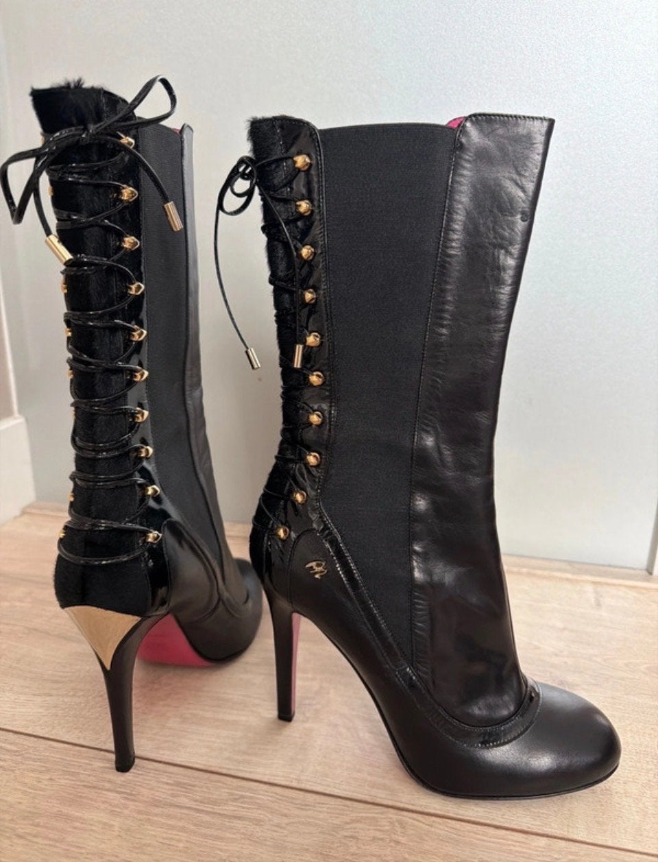 Vintage Roberto Botticelli designer laarzen, Ophalen of Verzenden, Zo goed als nieuw, Zwart, Schoenen met hoge hakken