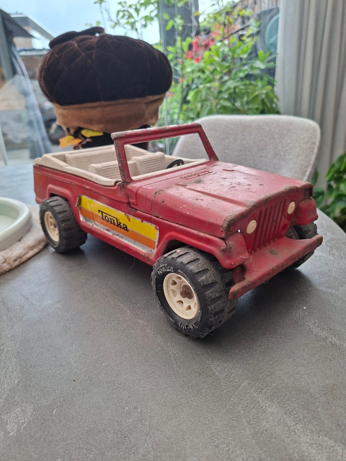 Vintage Tonka Jeep Speelgoedauto Rood, Ophalen of Verzenden, Gebruikt