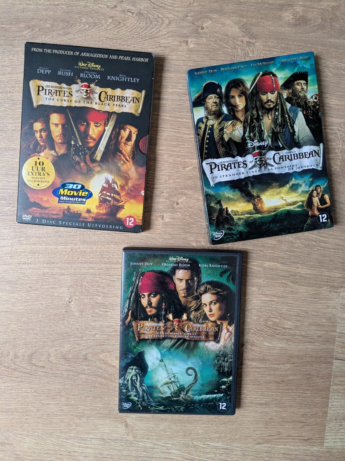 Pirates of the Caribbean dvd's - Deel 1, 2 & 4, Vanaf 12 jaar, Ophalen of Verzenden, Gebruikt, Boxset