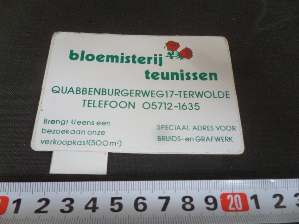 sticker terwolde bloemisterij teunissen quabbenburgerweg 17*, Ophalen of Verzenden, Zo goed als nieuw
