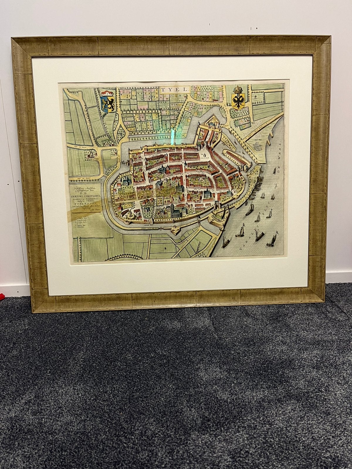 Johan Blaeu stadsplattegrond van Tiel, Boeken, Atlassen en Landkaarten, Ophalen, Voor 1800, Overige typen, Zo goed als nieuw