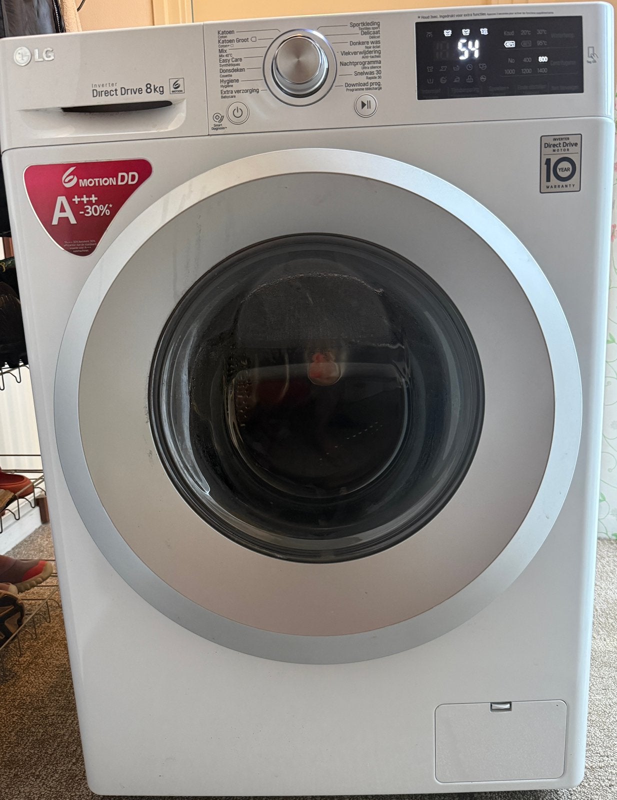 LG 8 kg wasmachine – Inverter Direct Drive, Witgoed en Apparatuur, Ophalen, Zo goed als nieuw, 85 tot 90 cm, 1200 tot 1600 toeren