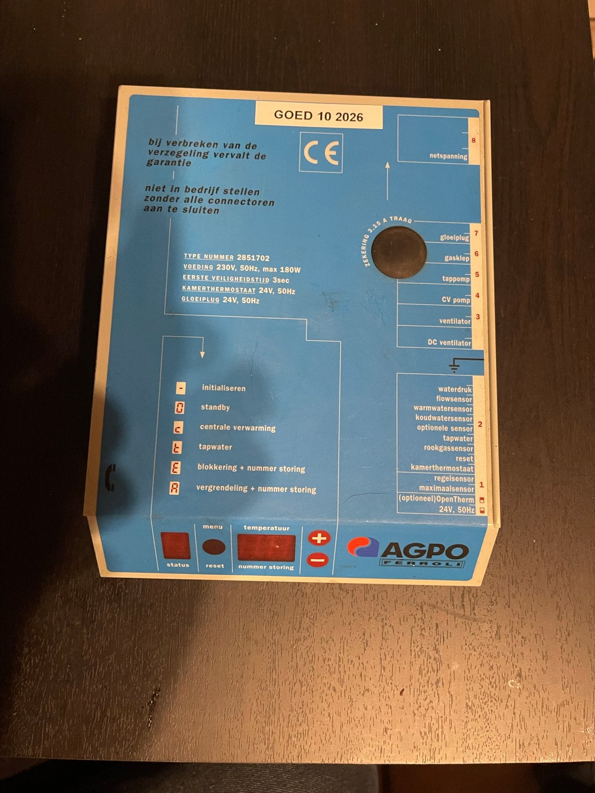 Agpo Ferroli Regelkast Type 2851702 - Goed 10 2026, Ophalen of Verzenden, Gebruikt, Minder dan 200 watt, Overige typen
