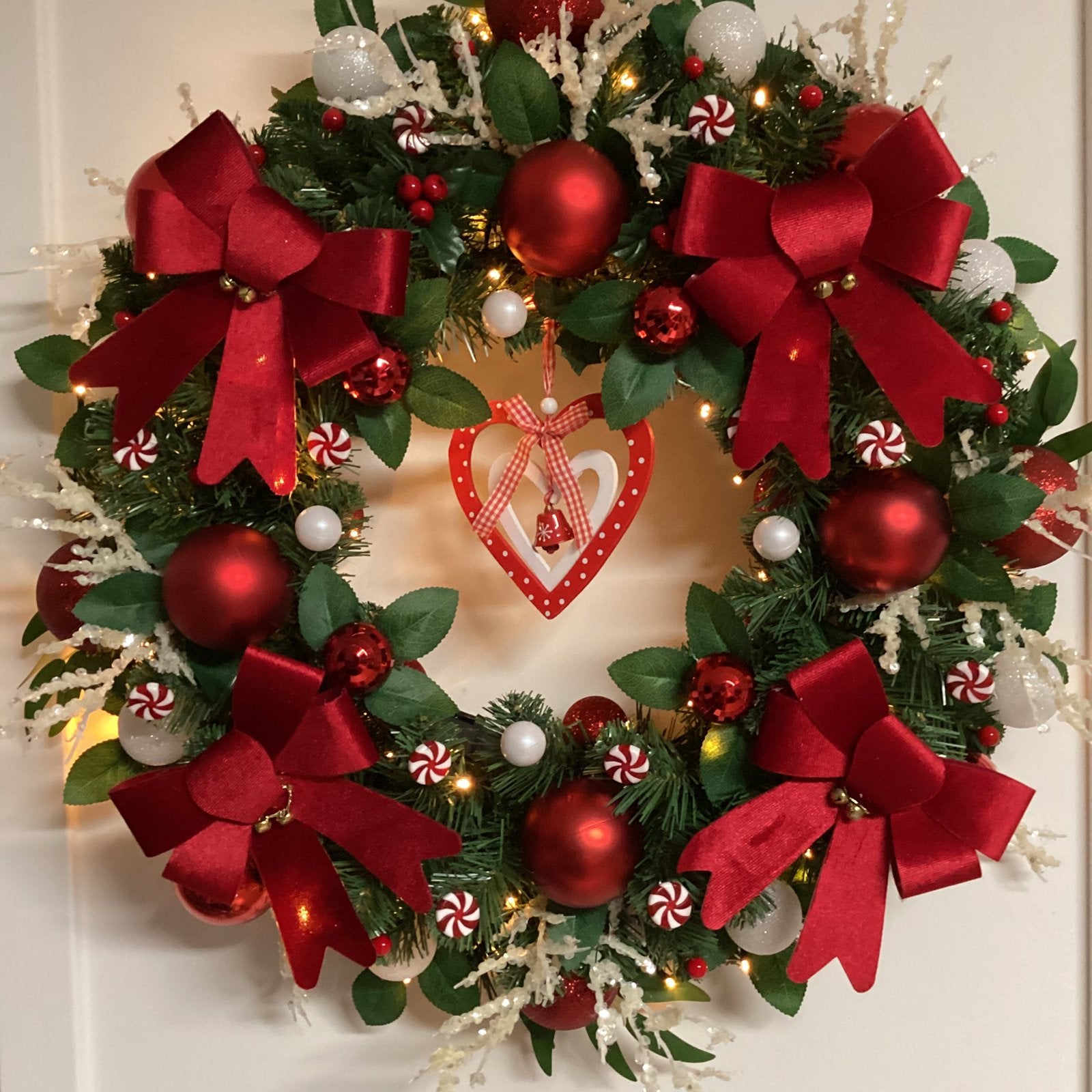 Prachtige grote kerstkrans met verlichting 65 cm, Ophalen of Verzenden, Nieuw