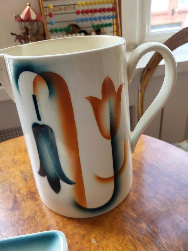 Brocante lampetstel met kan en schaal, Ophalen of Verzenden