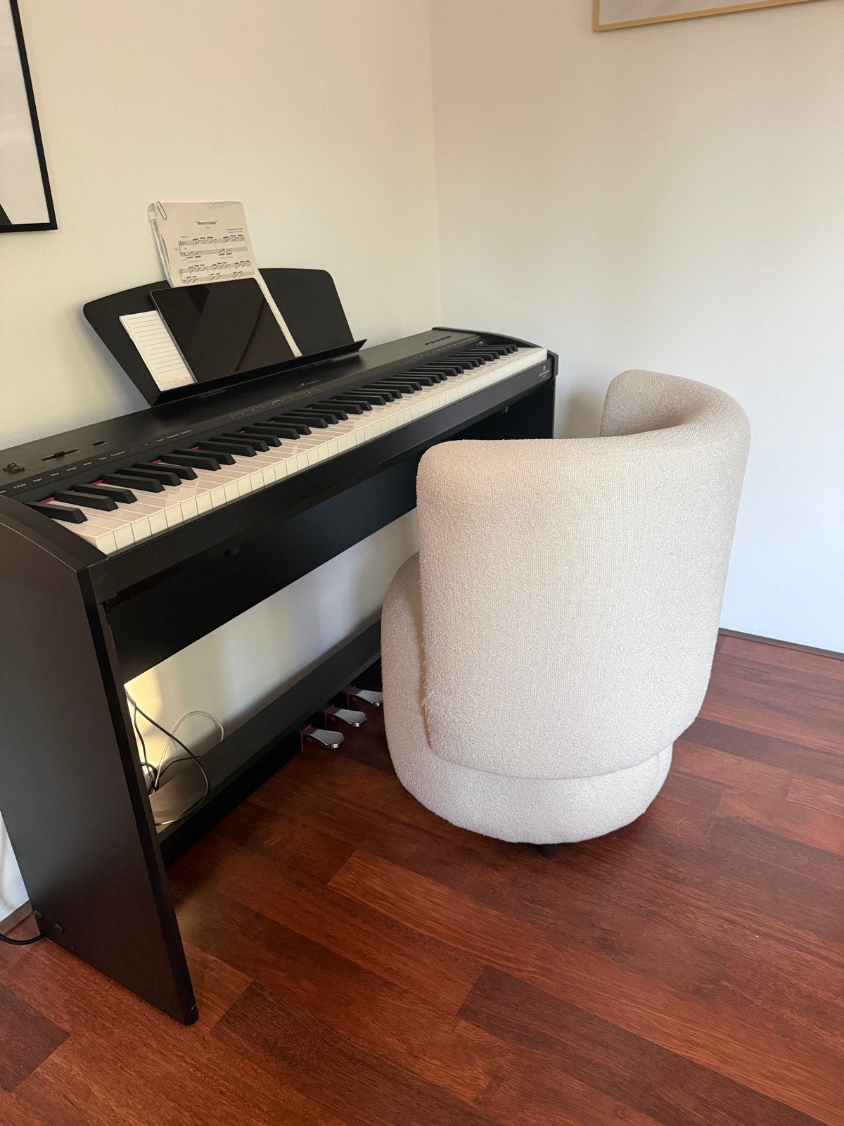 Boucle Stoel - Crème Witte Teddy Stof Fauteuil, Huis en Inrichting, Stoelen, Ophalen, Gebruikt, Overige kleuren, Eén