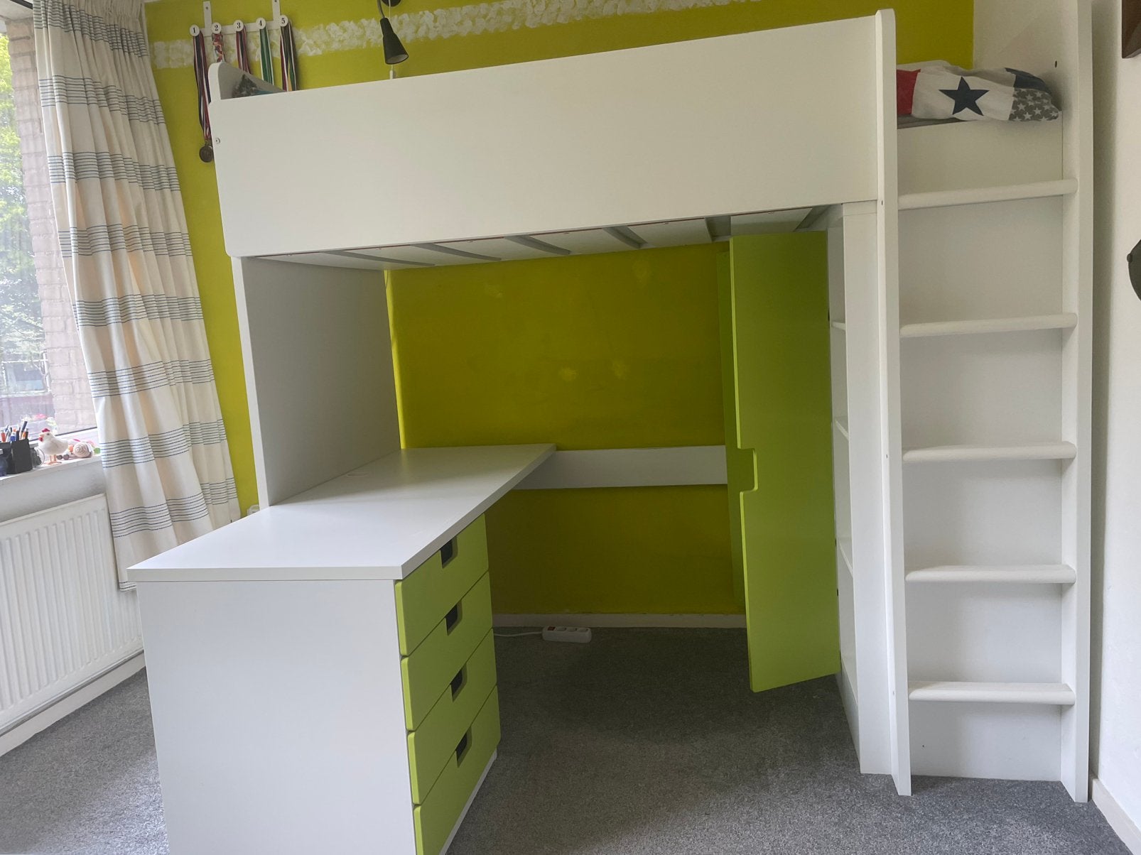 IKEA stuva hoogslaper+bureau+kast, Huis en Inrichting, Slaapkamer | Stapelbedden en Hoogslapers, Ophalen, 100 cm, Hoogslaper, Eenpersoons