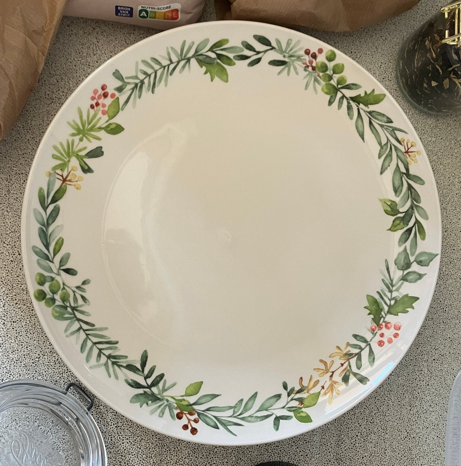 4 dinerborden Blokker ceramics met Bladeren en Bessen, Ophalen, Overige merken, Keramiek, Landelijk/Boerenbont