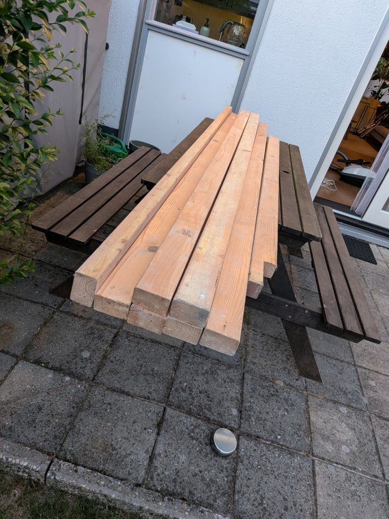 Gebruikte balken 44x69x245 (7 stuks), Doe-het-zelf en Verbouw, Hout en Planken, Ophalen, Gebruikt, 200 tot 250 cm, 50 mm of meer