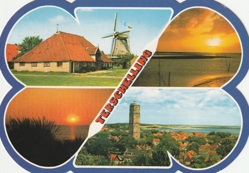 TERSCHELLING Molen Avond Brandaris Stanskaart, Verzenden, 1960 tot 1980, Gelopen, Waddeneilanden