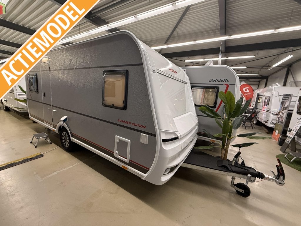 Dethleffs Summer Edition 470 FR - Actiepakket nu: 4999,-, Caravans en Kamperen, Caravans, Rondzit, 7 tot 8 meter, Bedrijf, Dethleffs