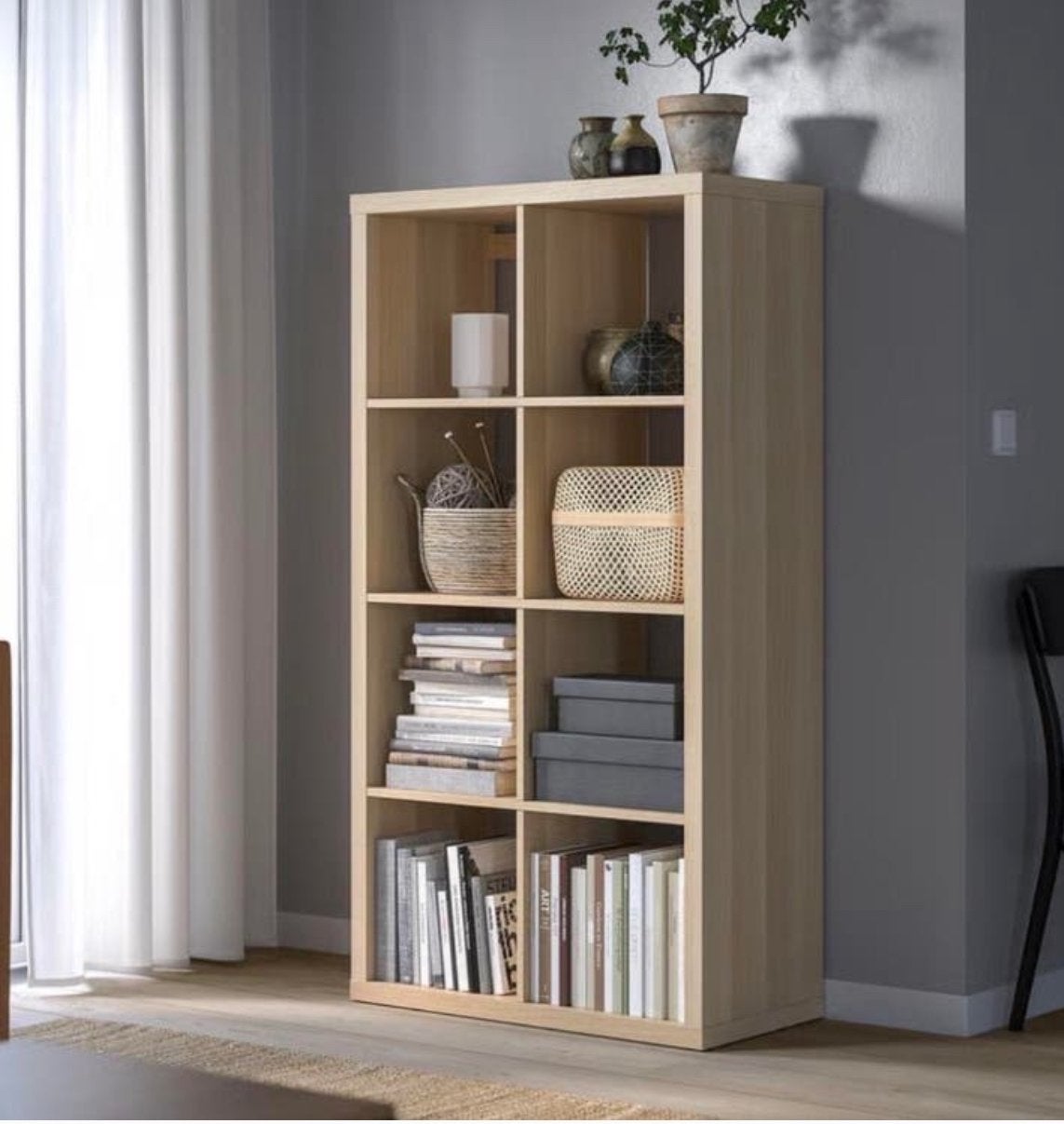 IKEA Kallax Kast met 8 vakken - Licht hout, Ophalen, Met plank(en), Gebruikt, 100 tot 150 cm