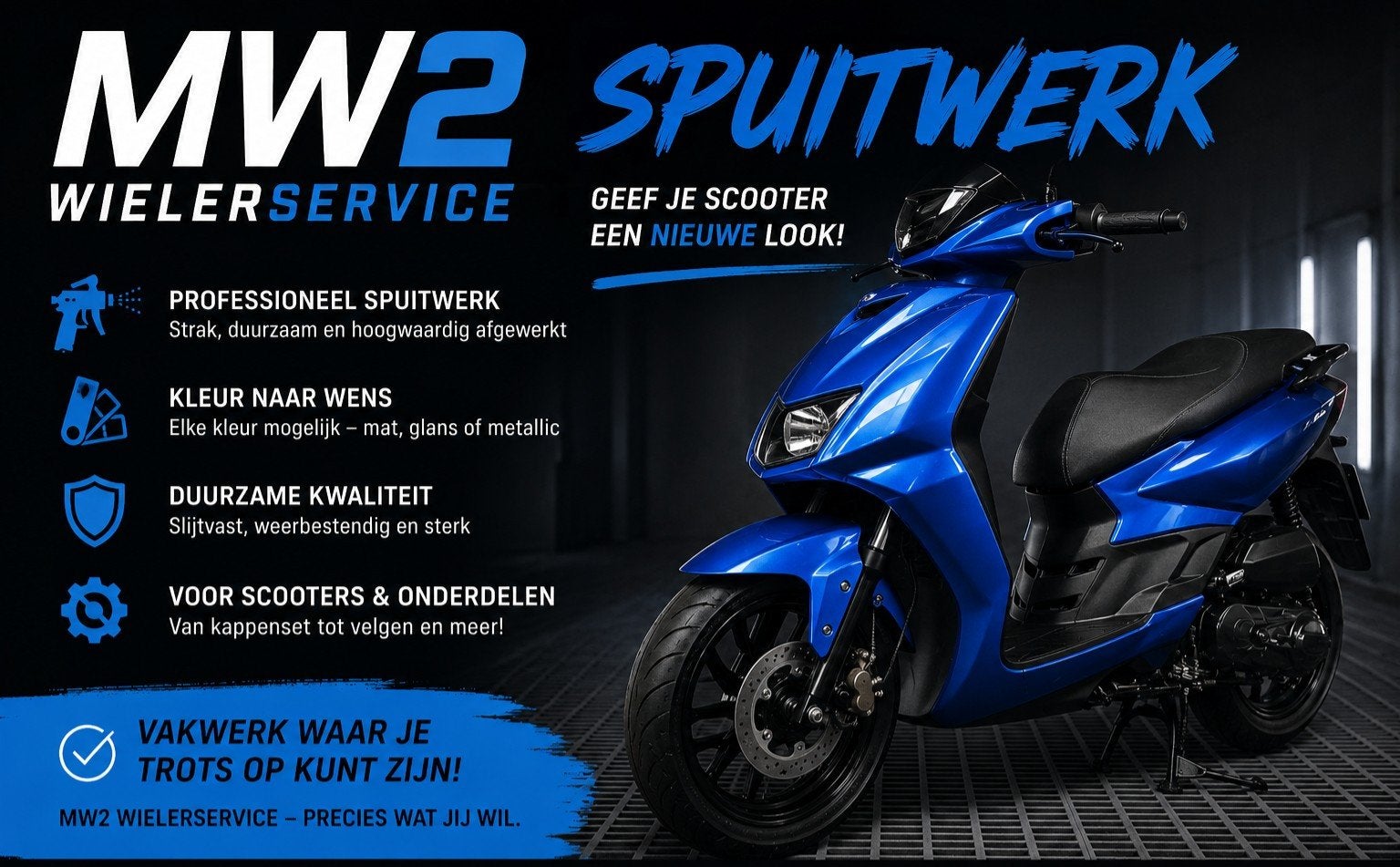 Scooter Spuitwerk & Custom Paint – MW2 Wielerservice, Ophalen, Nieuw, Benzine, Overige modellen