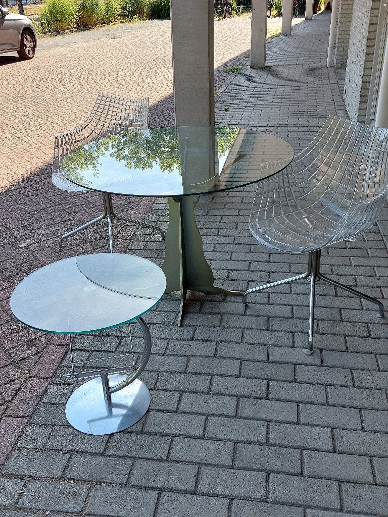 Design stoelen + tafel + bijzettafel, Huis en Inrichting, Stoelen, Ophalen, Zo goed als nieuw, Design / modern, Twee