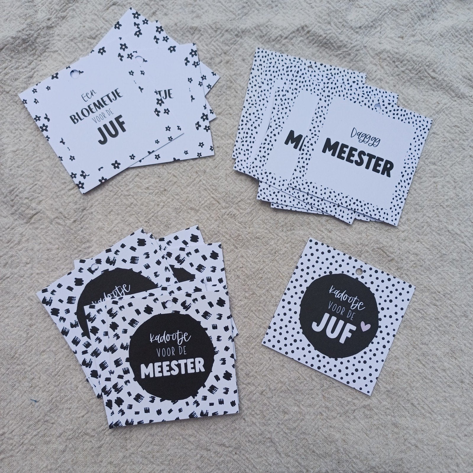 Cadeau kaartjes Meester/Juf 22 stuks, Overige thema's, Overige typen, Nieuw, Ophalen of Verzenden