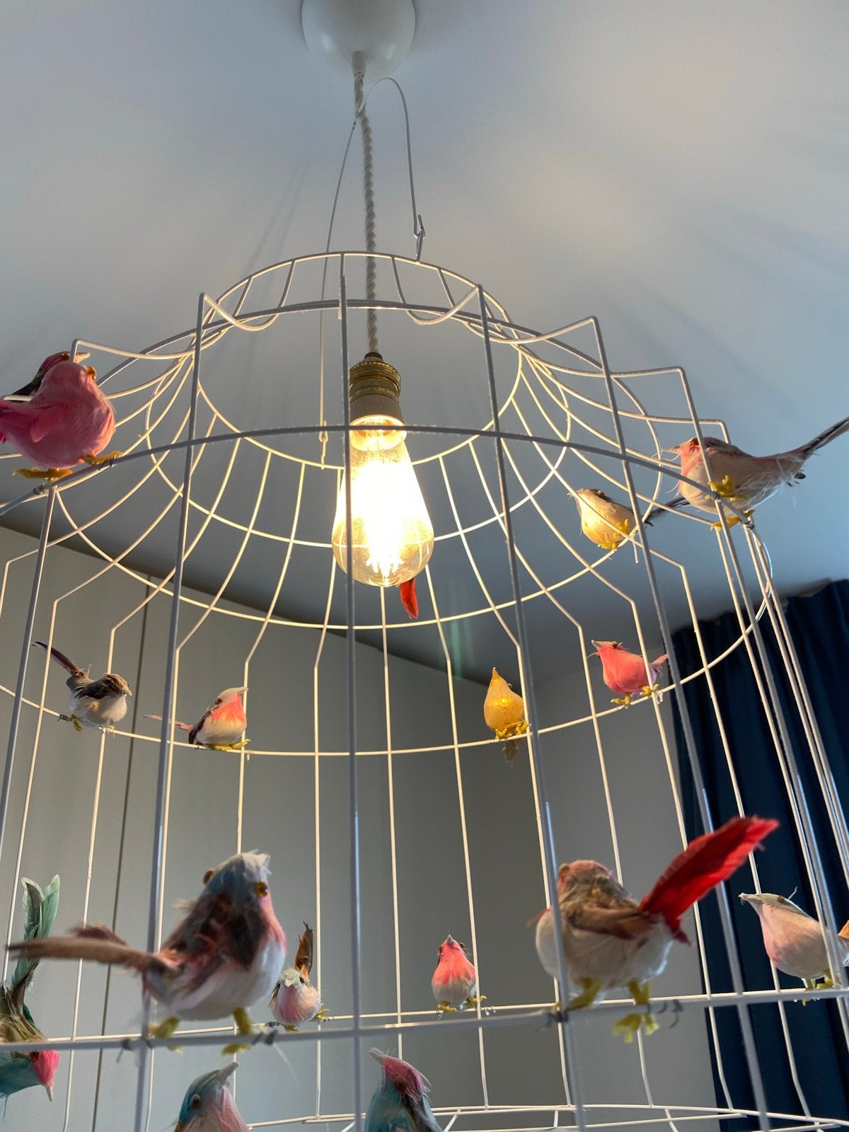 Unieke Hanglamp dutch dilight met Vogels - Wit Metaal, Wit, Overige merken, E27 (groot), Zo goed als nieuw